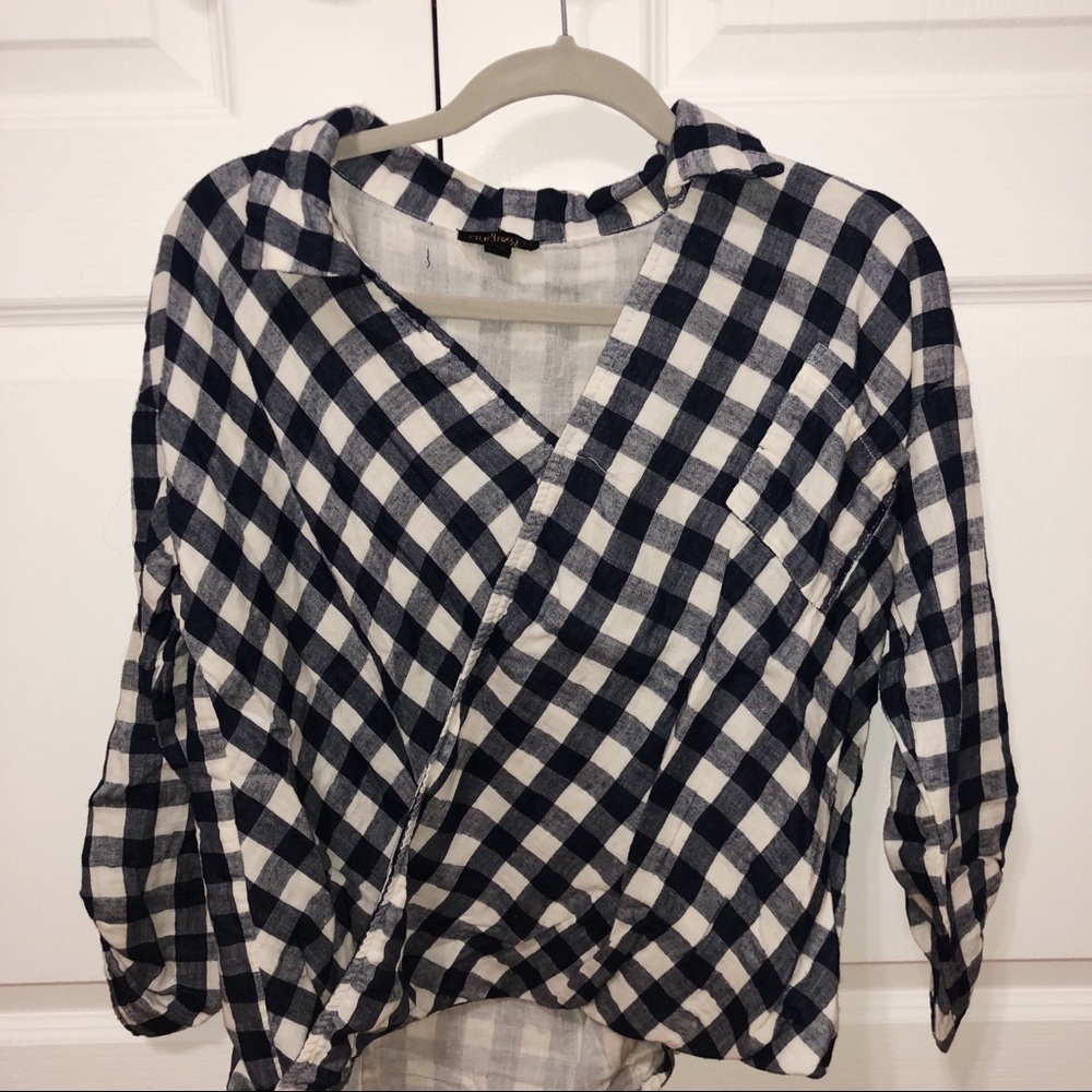 Navy & White Gingham Top